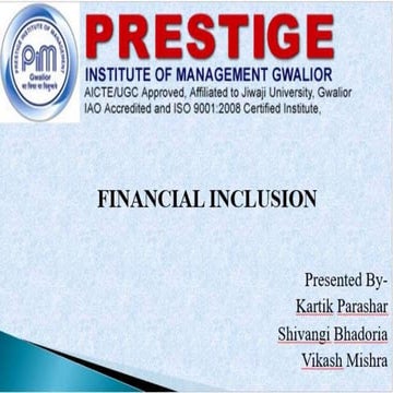 What is financial inclusion by KARTIK PARASHAR