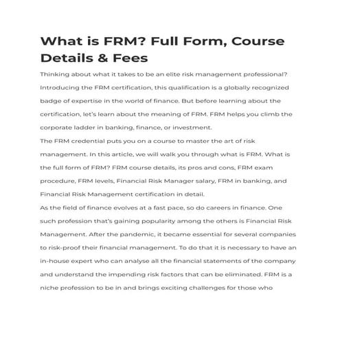 What is FRM? Full Form, Course Details & Fees
