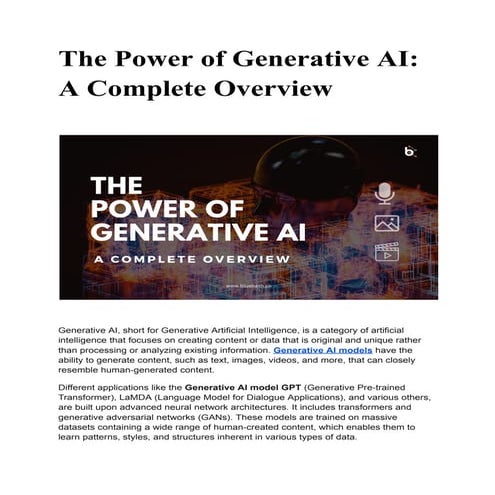 A comprehensive guide to unlock the power of generative AI | PDF