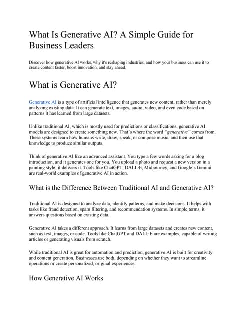 What Is Generative AI? A Simple Guide for Business Leaders