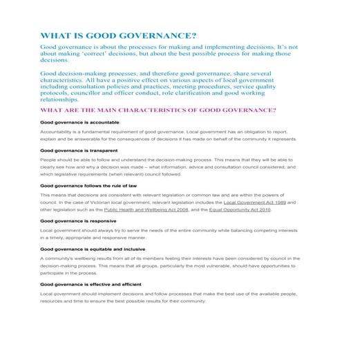 What is good governance | PDF