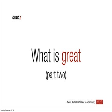 What is great (part two participatory)