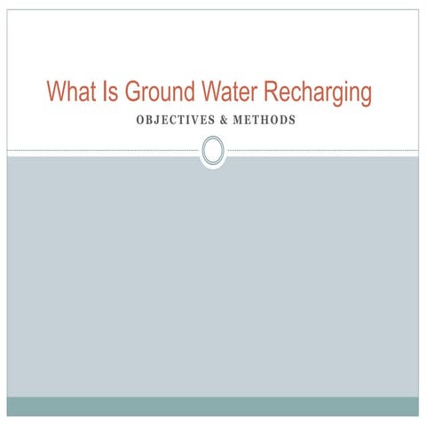 What Is Ground Water Recharging? Objectives & Methodspptx