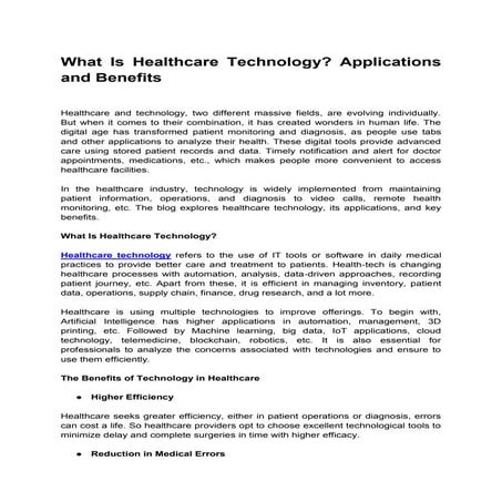 What Is Healthcare Technology_ Applications and Benefits