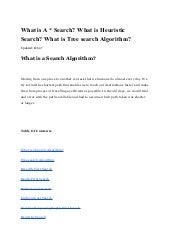 What is A * Search? What is Heuristic Search? What is Tree search Algorithm?