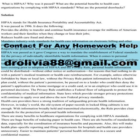 What is HIPAA Why was it passed What arc the potential benefits to .pdf