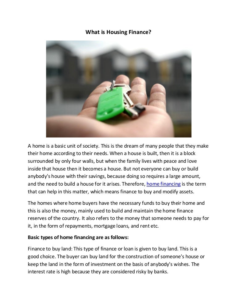 What Is Housing Finance 