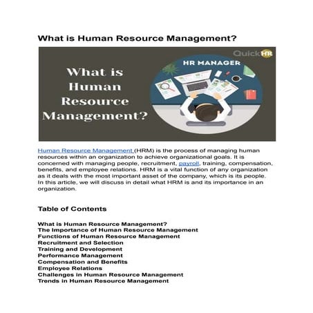 What is Human Resource Management