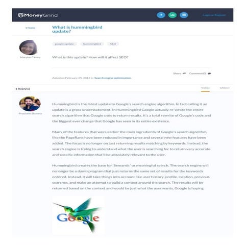 Google algorithm- Hummingbird update | PPT