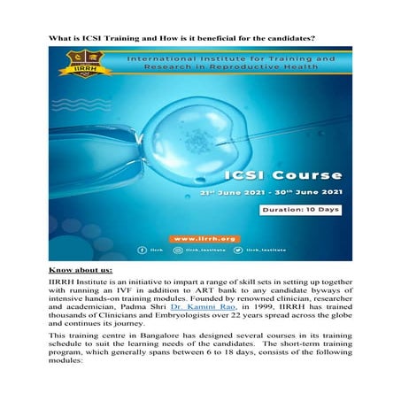 IVF & Embryology Courses - Short Courses | PDF