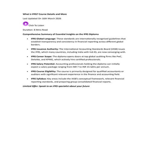 Comprehensive Guide to IFRS Diploma: Course, Career, and Salary ...