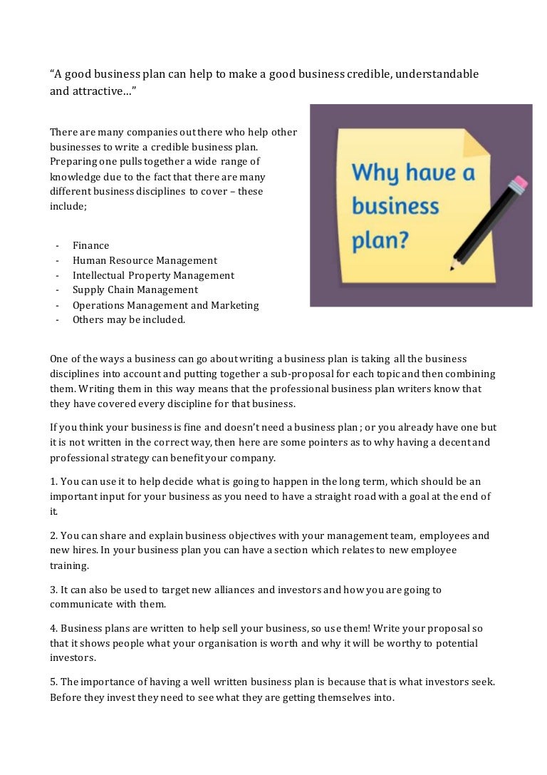What is included in business plan writing services