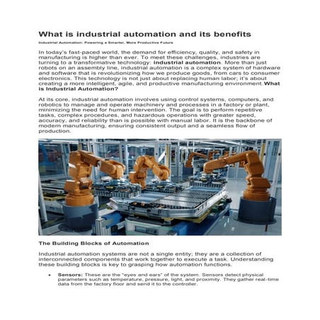 What is industrial automation and its benefits.