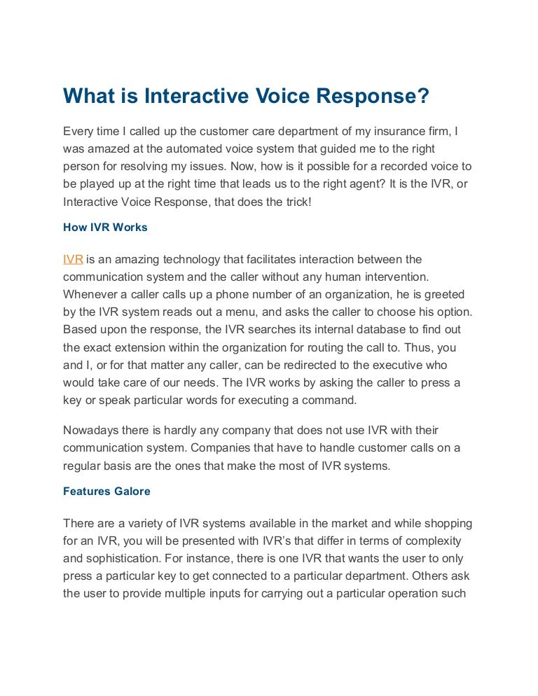 What is interactive voice response