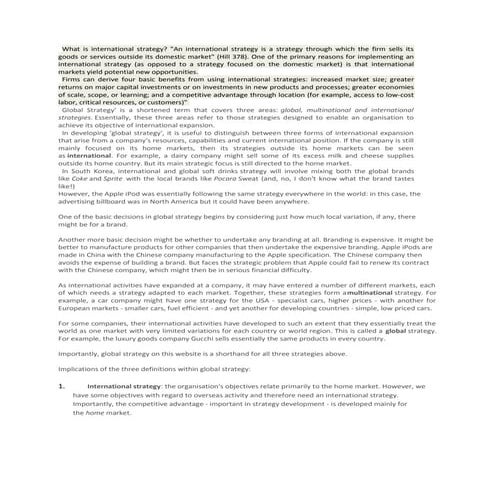 What is international strategy