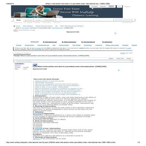 What is intervention and when it is permitted under international law