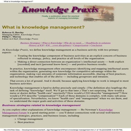 What is knowledge management