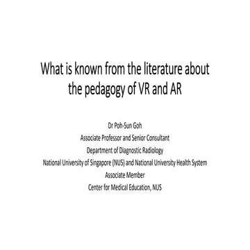 What is known from the literature about the pedagogy of VR and AR