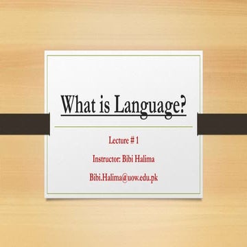 What is Language and Linguistics?