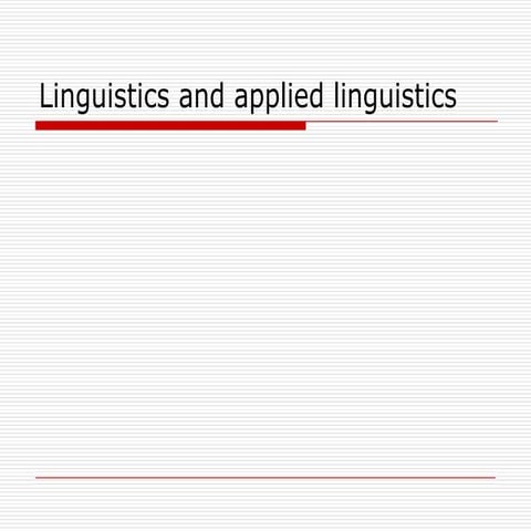 Linguistic and Applied linguistic contribution to English Teaching