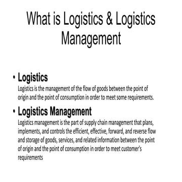 Logistics & Logistics Management