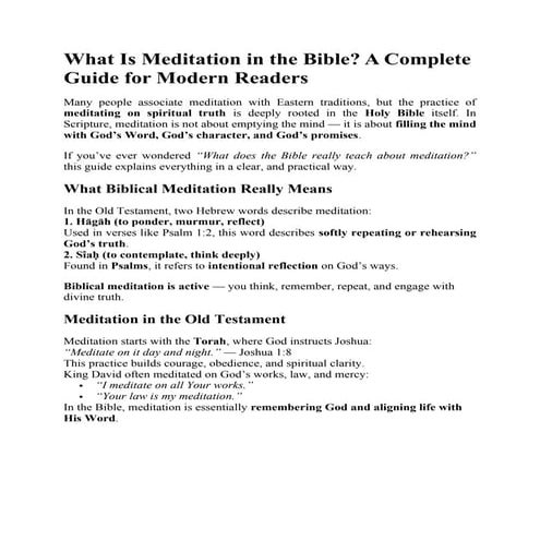 What Is Meditation in the Bible? A Complete Guide to Modern Readers