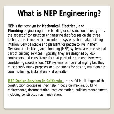 What is mep engineering
