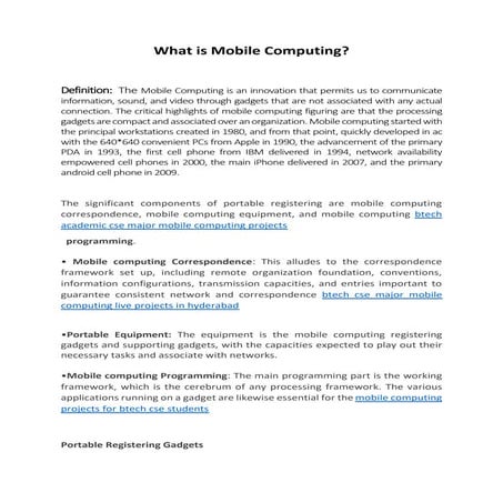 What is Mobile Computing.pdf | Computing | Technology & Computing