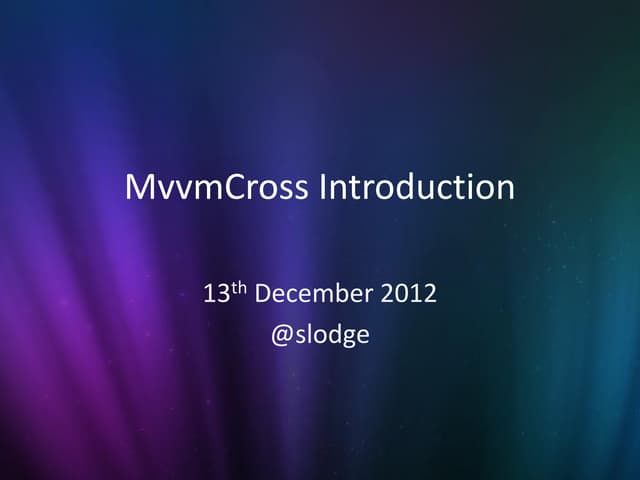 MvvmCross Seminar