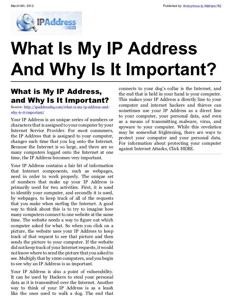 What Is My IP Address And Why Is It Important?