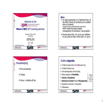 What is NEC 3?, by Dr Jon Broome, 31st March 2015 copyright leadingedgeprojec...