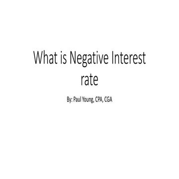 What is Negative Interest Rates