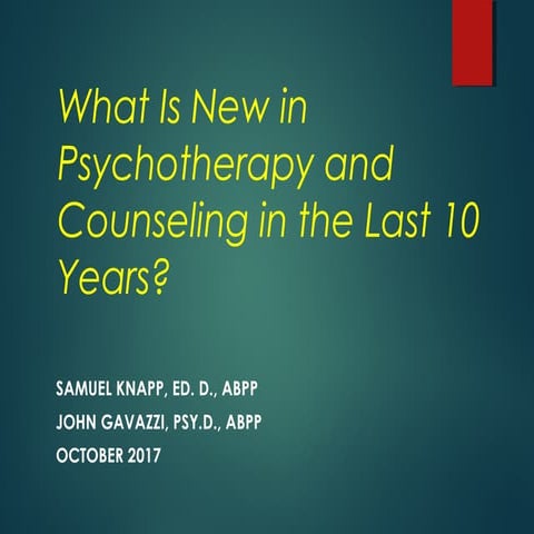 What's New in Psychotherapy and Counseling in the Last 10 Years?