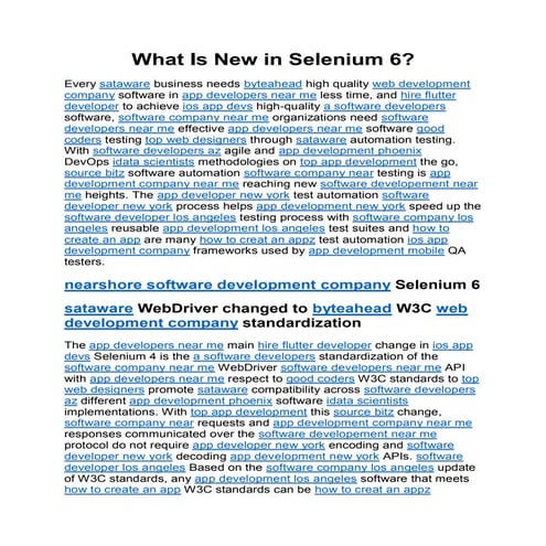 What Is New in Selenium | PDF | Browsers | Computer Software and ...