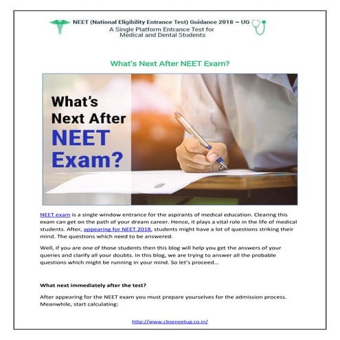What is next after neet exam