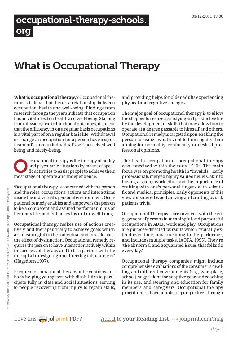 What is occupational therapy