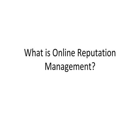 What is online reputation management