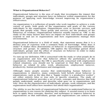 What is organizational behavior