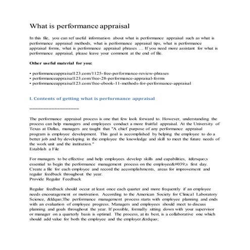 What is performance appraisal