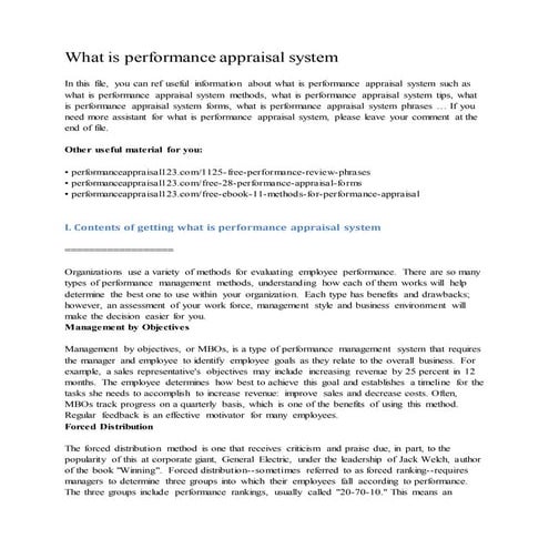 What is performance appraisal system