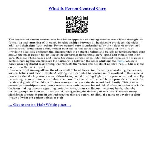 What Is Person Centred Care | PDF