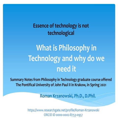 What is Philosophy in Technology?