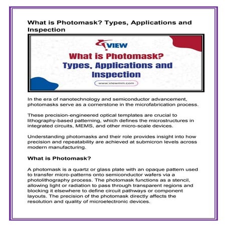 What is Photomask Types, Applications and Inspection