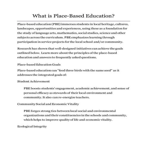 What is place based education