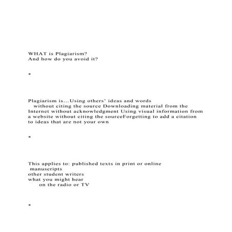 WHAT is Plagiarism And how do you avoid it.docx