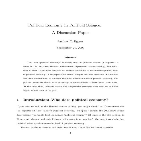 LECTURA 2: Political Economy in Political Science