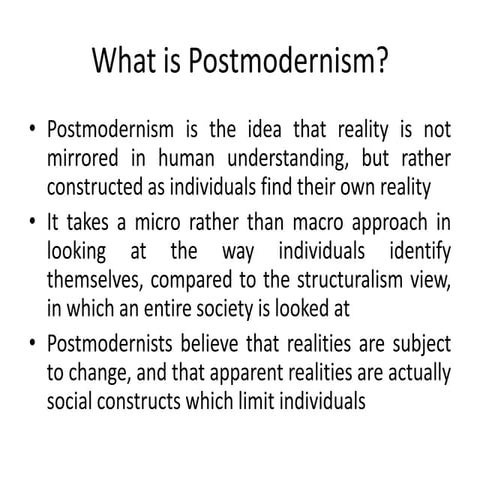 What is Postmodernism?