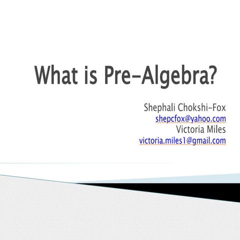 What is Pre-Algebra?