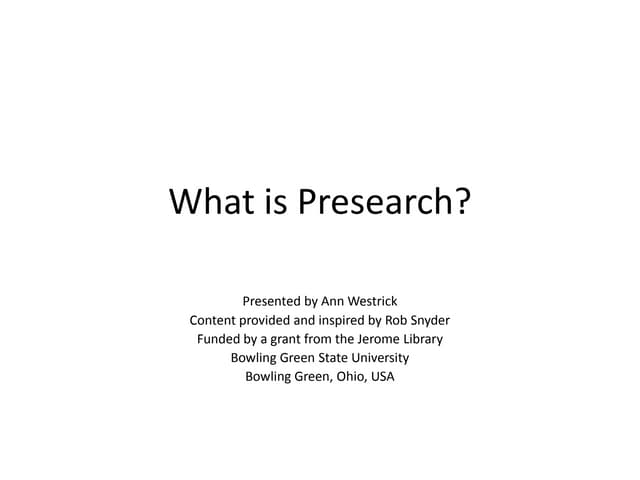 What is presearch (#1)