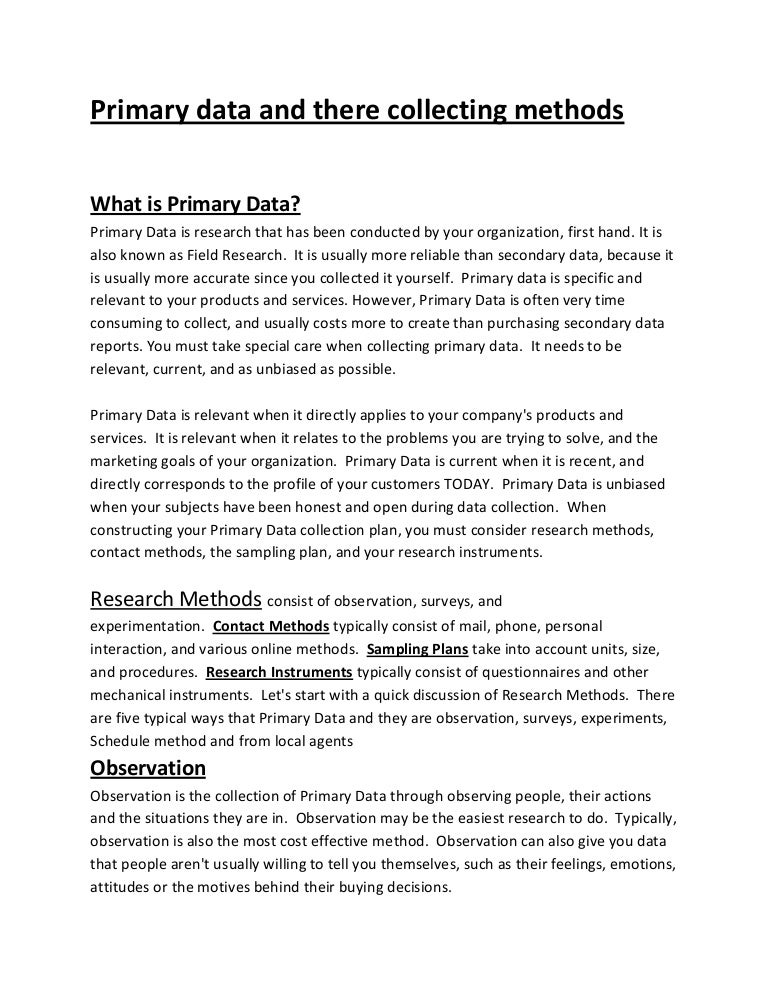 What is primary data in detail
